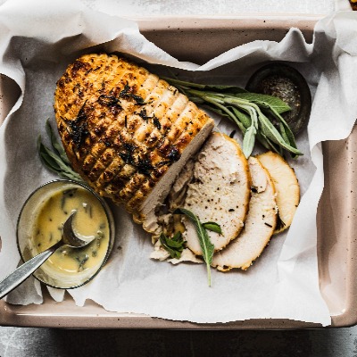 BBQ Turkey breast roast with herbs